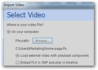 Adobe Flash CS5.5 Import Video