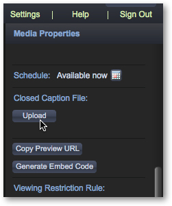 Upload Closed Caption File to Limelight