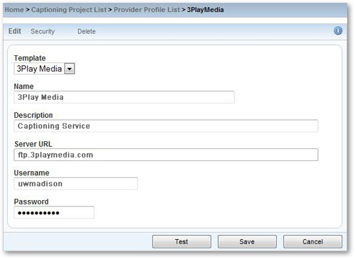 Mediasite Captioning Project List Provider Profile List 3Play Media