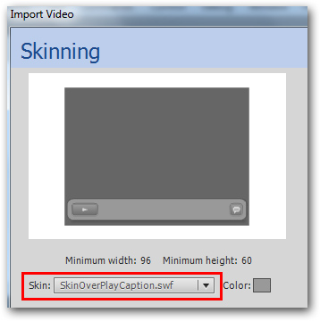 Adobe Flash CS5.5 Import Video Skinning select skin