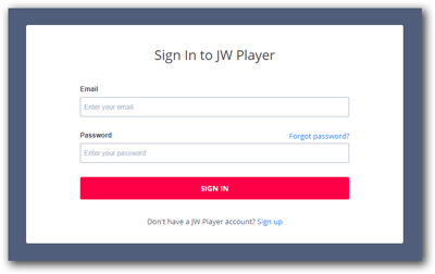 Enter email and password to sign into JW Platform