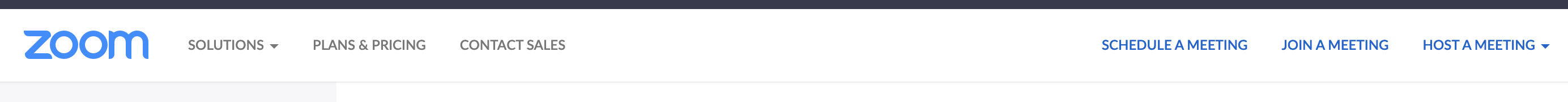 Top level navigation where schedule meeting is located in Zoom