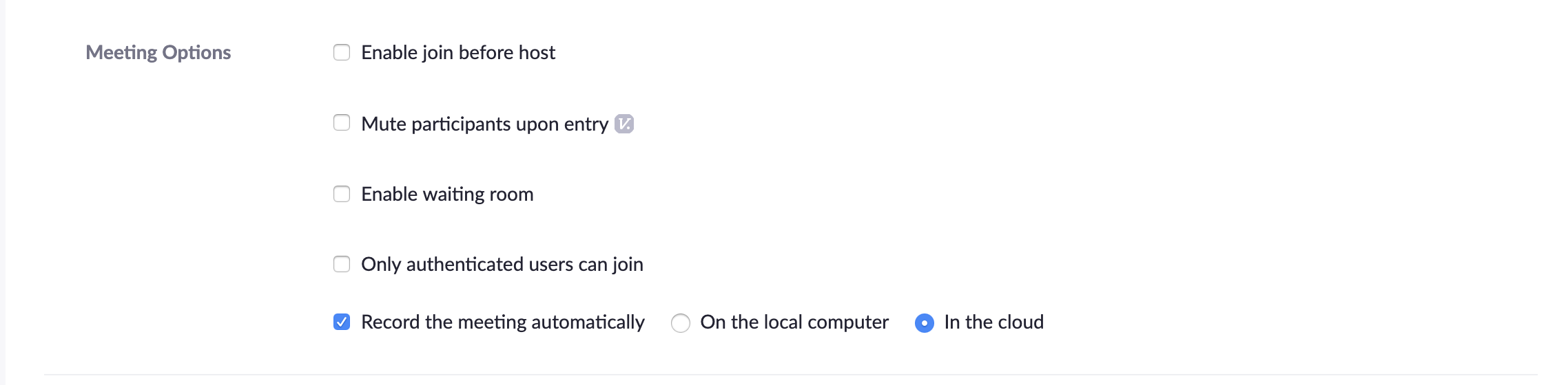 Scheduling a meeting in Zoom and clicking on recording the meeting in the cloud.